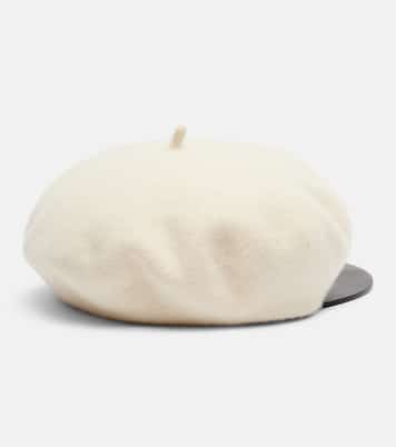 VLogo leather-trimmed wool newsboy cap | Valentino