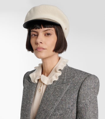 VLogo leather-trimmed wool newsboy cap | Valentino
