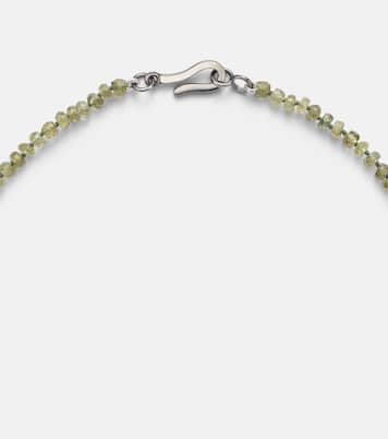 9kt white gold (375/1000) and sterling silver (925) beaded necklace with garnets and diamonds | Ileana Makri