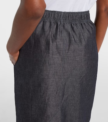Lace-trimmed cotton and linen midi skirt | Prada