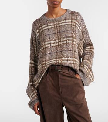 Checked sequined sweater | Brunello Cucinelli