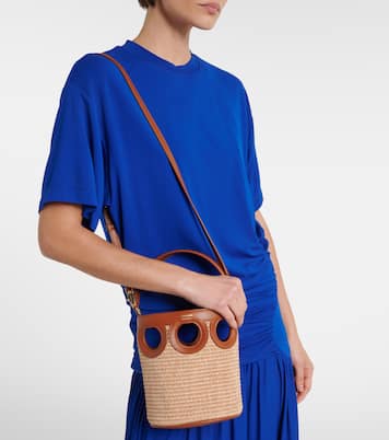 Gancini Small raffia bucket bag | Ferragamo