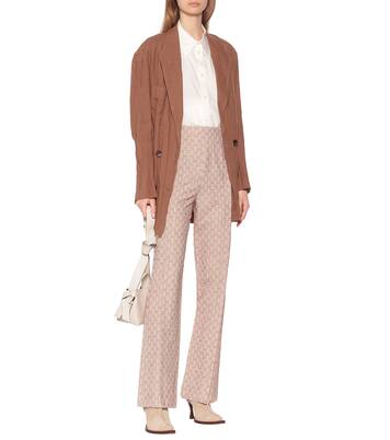 Pantalon évasé en jacquard de coton et lin mélangés | Acne Studios