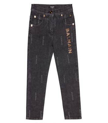 Logo embellished jeans | Balmain Kids