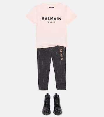 Logo embellished jeans | Balmain Kids