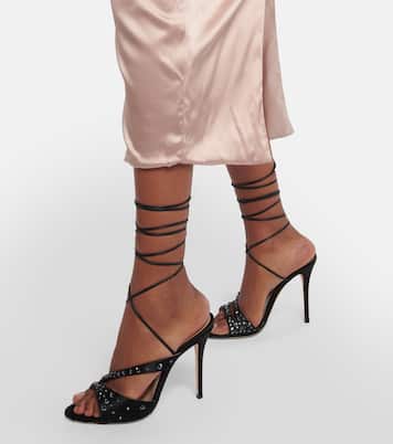 Verzierte Sandalen aus Seidensatin | Alessandra Rich