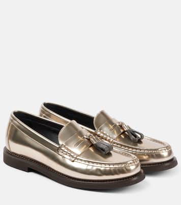 Metallic leather penny loafers  | Brunello Cucinelli