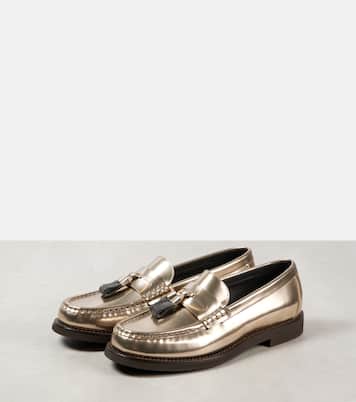 Metallic leather penny loafers  | Brunello Cucinelli