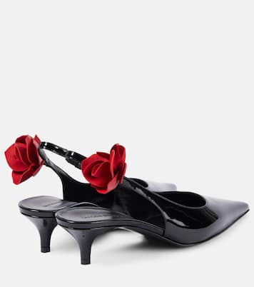Floral-appliqué leather slingback pumps | Magda Butrym