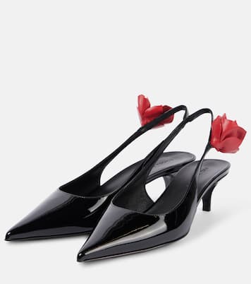 Floral-appliqué leather slingback pumps | Magda Butrym