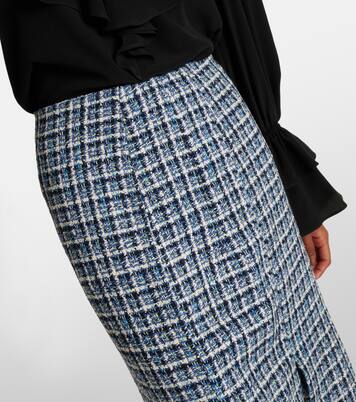 High-rise cotton-blend tweed midi skirt | Etro