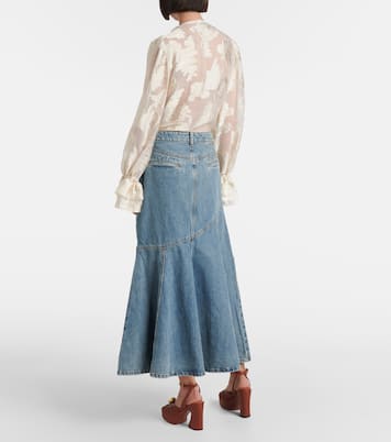 Illustration denim midi skirt | Zimmermann