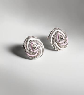 Boucles d'oreilles Oceane en or blanc 18 ct, émail et diamants | Kamyen