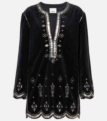 Verziertes Minikleid Helene aus Baumwollsamt | Isabel Marant