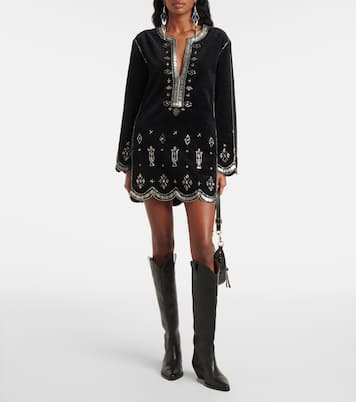 Verziertes Minikleid Helene aus Baumwollsamt | Isabel Marant