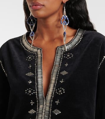 Verziertes Minikleid Helene aus Baumwollsamt | Isabel Marant