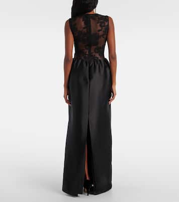 Maxikleid aus Taft mit Spitze | Self-Portrait