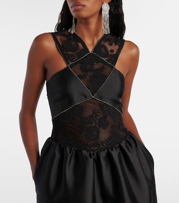 Maxikleid aus Taft mit Spitze | Self-Portrait