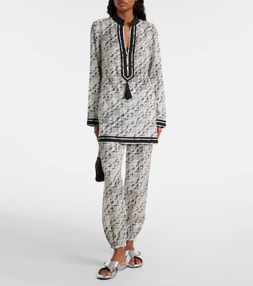 Pantoletten T Lock aus Metallic-Leder | Tory Burch