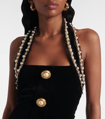 Minikleid aus Samt mit Zierperlen | Balmain