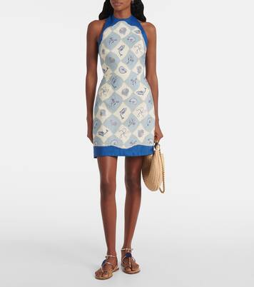 فستان قصير من الكتّان بطبعات Pia | Alémais