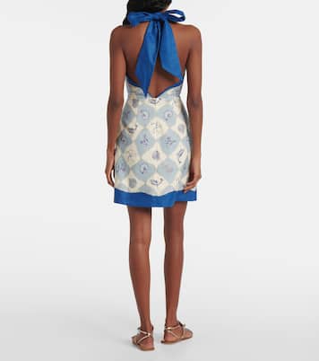 فستان قصير من الكتّان بطبعات Pia | Alémais