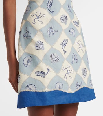 فستان قصير من الكتّان بطبعات Pia | Alémais