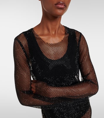 Maxikleid aus Mesh mit Kristallen | Tove