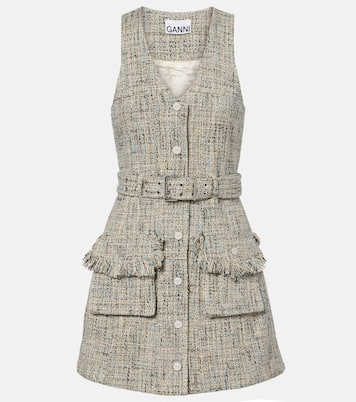 Belted tweed minidress | Ganni