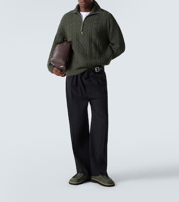 Aran-knit wool half-zip turtleneck sweater | Loewe
