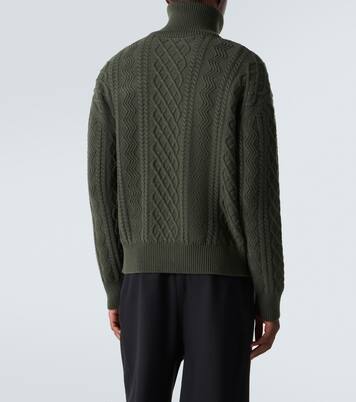 Aran-knit wool half-zip turtleneck sweater | Loewe