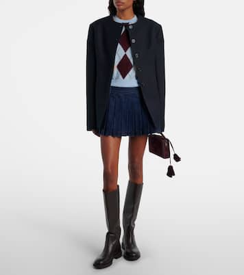 Pleated low-rise denim miniskirt  | 7 For All Mankind