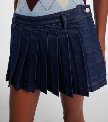 Pleated low-rise denim miniskirt  | 7 For All Mankind