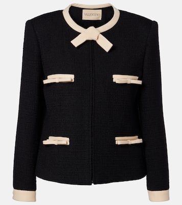 Bow-detail wool-blend tweed jacket | Valentino
