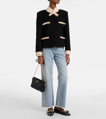Bow-detail wool-blend tweed jacket | Valentino
