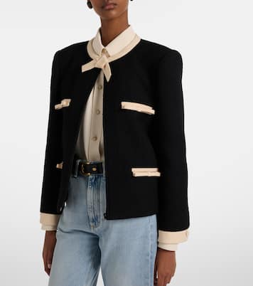 Bow-detail wool-blend tweed jacket | Valentino