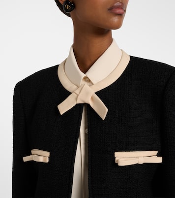 Bow-detail wool-blend tweed jacket | Valentino