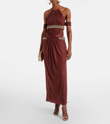 Crystal-embellished cutout halterneck gown | The New Arrivals Ilkyaz Ozel