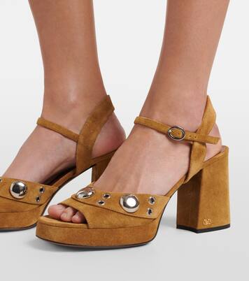 Verzierte Plateausandalen aus Veloursleder | Valentino Garavani