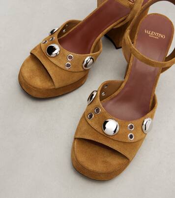 Verzierte Plateausandalen aus Veloursleder | Valentino Garavani
