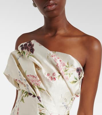 Draped floral satin cocktail dress | Erdem
