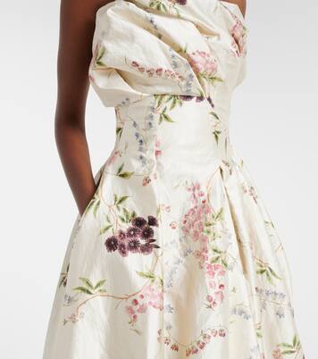 Draped floral satin cocktail dress | Erdem
