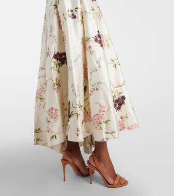 Draped floral satin cocktail dress | Erdem