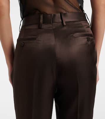 Pleated silk straight pants | Tom Ford