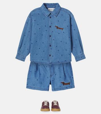 Embroidered polka-dot denim shirt | Mini Rodini