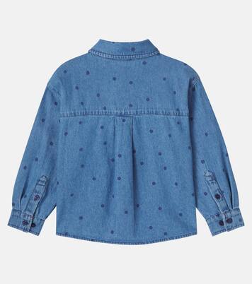 Embroidered polka-dot denim shirt | Mini Rodini