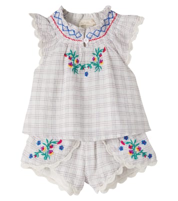 Baby Perlane embroidered cotton top and shorts set | Louise Misha
