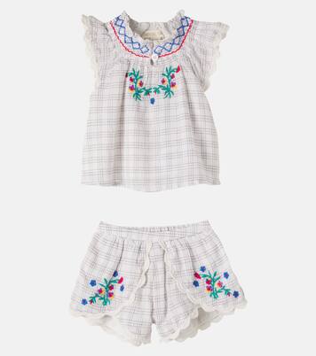 Baby Perlane embroidered cotton top and shorts set | Louise Misha