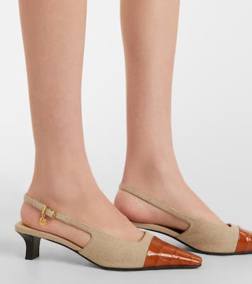 Slingback-Pumps aus Canvas mit Leder | Tod's