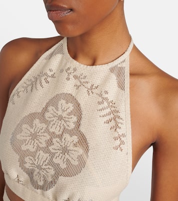 Open-back cotton-blend crop top | Valentino